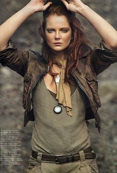 #military #fashion Moda Safari, Eniko Mihalik, Post Apocalyptic Fashion, Safari Chic, 2010 Fashion, Apocalyptic Fashion, Safari Style, Urban Wear