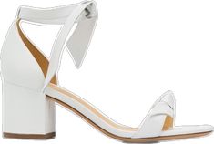 Modern White Sandals With Low Heel, Casual White Heels With Sculpted Heel, White Block Heels With Stacked Heel, Formal White Low Heel Sandals, Modern White Block Heels For Evening, White Block Heels With Padded Heel, White Sandals With Heel Strap And Low Heel, White Block Heels With Padded Heel And Open Heel, Casual White Sandals For Evening