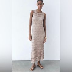 Zara Metallic Knitted Crochet Maxi Dress. Brand New With Tags. Has Inside Lining That Can Be Removed If Desired. Size Small Stretchy Material. Elegant Crochet Knit Maxi Dress, Open Knit Sweater Dress For Summer, Elegant Sleeveless Open Knit Dress, Elegant Crochet Dress With Pointelle Knit, Elegant Knit Midi Dress For Vacation, Open Knit Midi Dress, Elegant Sleeveless Open Knit Crochet Dress, Elegant Pointelle Knit Crochet Dress For Beach, Elegant Midi-length Crochet Dress With Pointelle Knit