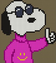 a pixellated image of a dog wearing a pink shirt and holding a cell phone