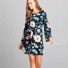 Reneec. Women's Trendy Floral Bell Sleeve Mini Dress | Green | Made In Usa Purchase At Www Dealgiant Com For Better Prices Bell Sleeve Mini Dress, Bell Sleeve, Green Dress, Bell Sleeves, Made In Usa, Colorful Dresses, Mini Dress, Womens Dresses, Floral