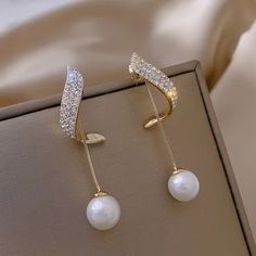 Elegant Pearl Dangle Earrings Pearl Dangle Earrings, Pearl Earrings Dangle, Silver Gold, Dangle Earrings, Silver, Gold, Women Shopping, Color