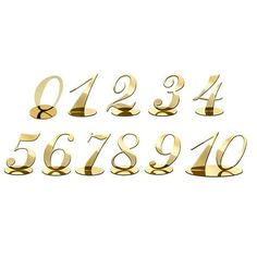 gold numbers and numerals on a white background