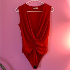 Red Bodysuit, Soft And Comfortable Material, Never Worn - Size L .. I Think This Is From Fashionnova But I Cannot Be Sure! 1 Red Fitted V-neck Bodysuit, Fitted Red V-neck Bodysuit, Red V-neck Bodysuit For Spring, Spring Red V-neck Bodysuit, Spring Red Bodysuit For Night Out, Red Bodysuit For Spring Night Out, Red Bodysuit For Night Out In Spring, Red Spring Bodysuit For A Night Out, Red Bodysuit For A Night Out In Spring