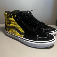 Vans Skate Sk8-Hi Spongebob Gigliotti Shoes Men's Size 12 New In Box Vans Skate, Sk8 Hi, Shoes Color, Black N Yellow, Shoes Mens, Athletic Shoes, Men's Shoes, Size 12, Man Shop