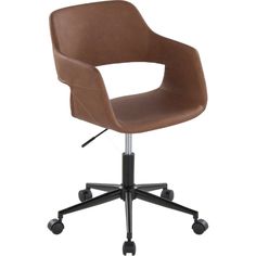 a brown office chair with wheels and casteors