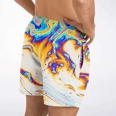 Look and stay cool with these shorter-length swim trunks that hit above the knee. They come in a fast-dry fabric, and feature a drawstring waistband, mesh basket lining and mesh-lined side pockets.Fabric: 100% Polyester TwillElastic waistbandRound drawstringMesh basket liningMesh-lined side pocketsFast-dry fabricHigh definition printing colorsPrinted, cut, and hand-sewn by our in-house team Drawstring Waistband, Stay Cool, Swim Trunks, Above The Knee, Hand Sewn, Swim Trunk, The Knee, High Definition, Colorful Prints