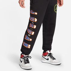 Air Jordan MENS Logo Print Casual Fleeced Sports Pants Black CV2980-010 (Men's/Gift to Boyfriend) Black Casual Pants For Sports Events, Black Relaxed Fit Activewear For Sports, Black Relaxed Fit Activewear For Sports Events, Casual Pants For Sports Season Events, Urban Black Joggers For Gym, Urban Style Black Joggers For Gym, Urban Black Sweatpants For Jogging, Urban Black Bottoms For Jogging, Casual Black Joggers For Sports Events