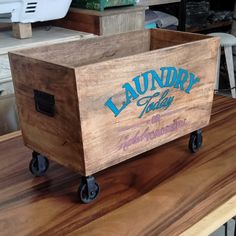 a wooden box sitting on top of a table