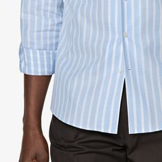 This extra slim fit shirt features a wide, hidden button-down one-piece collar. Cut from a single piece of cloth, this collar naturally stands tall & creates a streamlined silhouette. Summer Shirt With Fold Down Collar, Long Sleeve Shirt With Concealed Placket For Summer, Summer Long Sleeve Shirt With Concealed Placket, Classic Summer Shirt With Fold Down Collar, Classic Summer Shirt With Concealed Placket, Summer Shirt With Concealed Placket And Spread Collar, Summer Business Dress Shirt With Fold Down Collar, Classic Summer Dress Shirt, Slim Fit, Classic Slim Fit Summer Dress Shirt