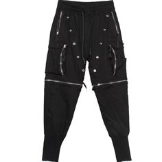 A stylish clothing that is hip hop and punk. It is fashionable, stylish, and it will look great on anyone who wears it. Do you wanahavit? Punk Style Black Bottoms With Zip Fly, Black Punk Bottoms With Zip Fly, Black Punk Pants With Zipper Closure, Edgy Streetwear Parachute Pants With Cargo Pockets, Edgy Parachute Pants With Cargo Pockets For Streetwear, Black Techwear Parachute Pants With Zip Fly, Black Cargo Parachute Pants For Streetwear, Black Parachute Pants With Cargo Pockets For Streetwear, Utility Bottoms With Cargo Pockets For Alternative Fashion