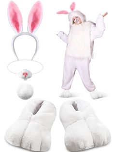 a person in bunny costume and slippers