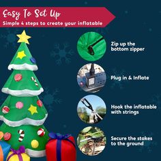 the instructions for how to make an inflatable christmas tree