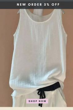 O Neck Cotton Linen Sleeveless Loose Casual Camisole Top Casual Camisole, Linen Shirt Outfit, Linen Camisole, Cheap Tank Tops, Linen Tops, Linen Top Women, Linen Casual, Casual Vest, Aging Gracefully