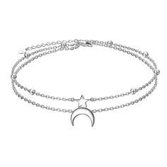 PRICES MAY VARY. Women Anklet Size: 2*9+1 inch extender. You can freely adjust the length according to your ankle size; Weight: 3.81g Anklet Material: High quality 925 Sterling Silver Beads Chain, sturdy and female touch. Star and moon together, very shiny and unique, bring you a bright mood in this summer. This silver ankle bracelet is simple and cute, easy to match any style shoes and clothes. Great choice to treat yourself and perfect gifts for sister/ mother/ daughter/ women/ niece when Chri Ankle Bracelets Boho, Silver Ankle Bracelet, Beaded Ankle Bracelets, Foot Chain, Wedding Halloween, Beaded Ankle, Light Jewelry, Perfect Gift For Girlfriend, Moon Bracelet