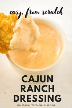 cajun ranch dressing in a small white bowl