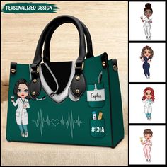 Nurse Life Pretty Doll Nurse Personalized Leather Handbag Nurse Purse, Personalized Leather Handbag, Luggage Covers, Student Bag, Leather Passport Cover, Round Beach Towels, Pretty Dolls, Passport Cover, One Bag