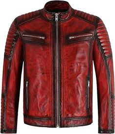 Men's Red Distressed Biker Motorcycle Real Lambskin Leather Jacket Coat Real Lambskin Leather With Distressed  Four Outside And Two Inside Pockets YKK Zips Light Weight Ideal for All Season Great Choice for Casual & Parties Red Leather Jacket Are All The Things You Want To Be In Style And Fashion Best Fitted for Biker, Motorcycle Riding, Casual Outerwear MADE WITH GREAT EFFORT TO PRODUCE QUALITY PRODUCT           PAYMENT PayPal is Accepted SHIPING POLICY Shipping within 7 to 10 working days. Tracking number will be provided after shipment. In case of un-availibility of your item size in our stocks due to any issue, we'll ship it directly from our overseas manufacturing premises. RETURN & EXCHANGE  Returns/Exchanges are accepted within 14 working days of receiving the item in genuine condit Casual Red Leather Jacket For Biker Events, Red Zipper Outerwear For Biker Events, Red Zipper Closure Outerwear For Biker Events, Red Long Sleeve Outerwear For Biker Events, Red Biker Outerwear For Biker Events, Red Biker Outerwear For Events, Casual Red Outerwear For Biker Events, Red Leather Biker Jacket With Zipper Closure, Red Fitted Biker Leather Jacket