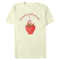 Who's ready for a berry special treat? You are! Enjoy sweet fashions with this officially licensed Strawberry Shortcake Cartoon Cutie on a Strawberry Men's Graphic T-Shirt. Your favorite greeting card-turned-pop culture sensation is here to win your heart with fun adventures in Strawberry-land, alongside friends like Custard the cat and Pupcake the dog! This tasty tee shows off a smiling cartoon of Strawberry Shortcake, complete with her iconic strawberry-inspired cap, sitting on an enormous str Strawberry T Shirt, Comic Clothes, Strawberry Shortcake Cartoon, Fun Adventures, Distressed Shirt, Treat You, Graphic Tee Design, Men's Graphic T Shirt, Sweet Style