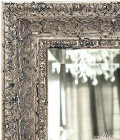 Parisienne Ornate Wood Framed Wall Mirror Antique Silver Gold Patina Finish - West Frames Antique Silver Mirror Frame, Lana Bedroom, Silver Vanity Mirror, Antique Things, Mirror Antique, Antique Picture Frames, Gold Frame Wall, Framed Wall Mirror, Mirror Ideas