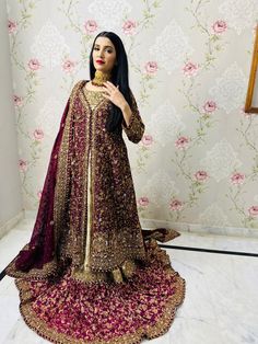 Handmade pakistani bridal farshi gharara dress. Anarkali Palazzo Set With Naqshi For Reception, Elegant Naqshi Choli For Festive Occasions, Floor-length Naqshi Sharara For Reception, Bollywood Style Sharara With Naqshi For Reception, Anarkali Choli With Naqshi In Traditional Drape, Designer Wear Gown With Naqshi In Traditional Drape, Designer Gown With Naqshi In Traditional Drape, Floor-length Salwar Kameez With Naqshi For Weddings, Anarkali Choli With Naqshi For Festive Occasions