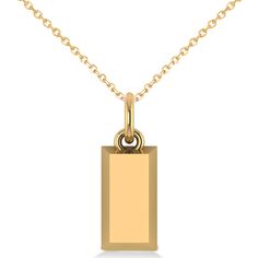 Gold Bar Pendant Necklace 14k Yellow Gold Gold Square Pendant Necklace, Elegant 14k Gold Bar Necklace With Cable Chain, Modern Yellow Gold Rectangular Pendant Jewelry, Modern Necklaces With Rectangular Pendant And Cable Chain, Rose Gold 14k Gold Necklace With Rectangular Pendant, Modern 14k Yellow Gold Bar Necklace, Modern 14k Gold Square Pendant Necklace, Modern Rectangular Necklace With Polished Finish, Minimalist Rectangular Necklace With Polished Finish