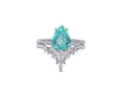 an aqua and white diamond ring