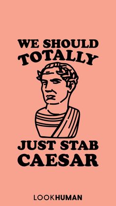 a poster with the words we should totally just stab caesar