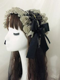 Handmade Elegant Gothic Lolita Bowknot Lace Hairband Headband Reference, Lace Hairband, Elegant Gothic, Gothic Lolita, Pretty Hairstyles, No Frills, Wigs, Size 12, Hairstyles