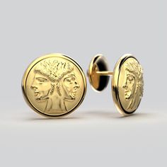 Indulge in timeless elegance with Roman God Janus earrings crafted in 14k or 18k gold, reminiscent of ancient Roman style. Explore exquisite coin stud earrings and Italian gold jewelry by Oltremare Gioielli. Elevate your style with Janus-inspired pieces and discover the allure of Roman coin designsThe focal point of these earrings is the intricate depiction of Janus, a prominent figure in Roman mythology known for his dual-faced representation, gazing both into the past and the future. The earrings are available in your choice of 18k or 14k gold, showcasing the utmost quality and luxury that you deserve.Each earring is meticulously crafted by skilled artisans, ensuring that every detail of the ancient coin is faithfully preserved. The combination of ancient artistry and contemporary design Italian Gold Earrings, Italian Gold Jewelry, Ancient Coin, Coin Design, Roman Mythology, Roman Coins, Roman Fashion, Italian Jewelry, Ancient Coins