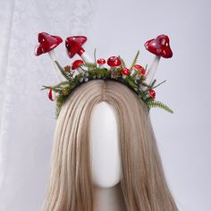 👑 Product description: Look! Red Mushroom Crown Fairy Headpiece Forest Girl Headband Elven Woodland Mushroom Costume For Women Elf Headdress Green Moss Elvish Hat Tiara 🦌Unique Design🦌 After the rain clears, vibrant red mushrooms of various sizes magically sprout across the soft, green moss. This headband combines an elastic band with carefully chosen lightweight materials, ensuring a comfortable, pressure-free fit. It adds the perfect touch of charm to your festive events, making you look ev Womens Mushroom Costume, Mushroom Headpiece, Woodland Elf Costume, Mushroom Crown, Forest Fairy Costume, Woodland Fairy Costume, Elf Kostüm, Crown Fairy, Mushroom Costume