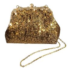 New! Women's Gold Clutch Purse For Evening Dress Wedding Bridal Glitter Sequin Chain Crossbody Bag Handbag - Width: 10", Height: 7.5", Depth: 3" Inches, With Detachable/ Long Shoulder Strap. Thank You! Gold Clutch Purse, Evening Dress Wedding, Black Mini Bag, Glitter Bag, Juicy Couture Purse, Vintage Evening Bags, Party Handbags, Gold Clutch, Bag Chain