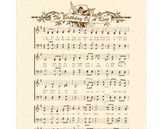 an old sheet music with the words, the birthday of jesus written in black ink