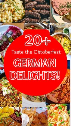 the collage shows different types of german dishes