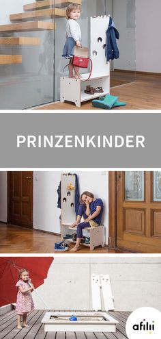 two pictures with the words prinzen kinder on them and an image of a child