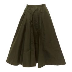 ROCHAS dark green bias cut nylon A-line safari midi skirt IT38 XS Reference: SNKO/A00323 Brand: Rochas Material: Polyester Color: Green Pattern: Solid Closure: Zip Lining: Green Fabric Extra Details: Back zip detail. Made in: Italy CONDITION: Condition: Very good, this item was pre-owned and is in very good condition. Please refer to image gallery for thorough condition check. Minor yellowing on top of inside of waistband. Comes with: Style code present (Generic) SIZING Designer size: IT38 Size Chic Green A-line Maxi Skirt, Green A-line Workwear Skirt, Green Lined Maxi Skirt For Work, Green Maxi Skirt For Work, Green A-line Bottoms For Workwear, Green A-line Skirt For Work, Green Flared Skirt For Workwear, Green Flared Skirt For Work, Green A-line Pleated Skirt