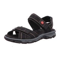 Rieker FSK Women's Sandals, Black Rieker FSK Women's Sandals - Black Discover the favorite shoe potential with these Rieker trekking sandals made from high-quality synthetic leather. Offering ideal support and a perfect fit with wide straps, an adjustable hook-and-loop closure, and a broad heel strap. The sturdy and grippy sole ensures excellent traction, while the slim fit design provides extra stability. Experience pure comfort and luxury with every step!   Color: Black  Heel Height: 3cm  Heel Type: Flat  Toe Style: Open Toe  Shoe Width: Normal (G)  Removable Insole: No  Sole Color: Black  Closure: Hook-and-Loop  Waterproof: No  Reflective: No  Shaft Height: Ankle-High  Shaft Width: Adjustable  Season: Spring/Summer   Material & Care  Upper Material: Synthetic Leather  Inner Material: Te Trekking Sandals, Rieker Shoes, Soft Shoes, Open Toe Shoes, Black Leather Shoes, Sole Shoes, The Favorite, Sandals Black, Buy Shoes