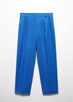 100% linen straight pants - Women | Mango USA Linen Bottoms With Straight Hem For Workwear, Office Linen Bottoms With Pockets, Summer Linen Office Bottoms, Linen Straight Leg Pants For Office, Straight Leg Linen Pants For Office, Casual Linen Pants For Office, Linen Straight Pants For Workwear, Straight Linen Pants For Workwear, Summer Linen Pants For Office