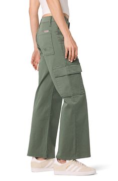 Elevate your wardrobe with high-waisted cargo pants cut from comfortable stretch-cotton twill in a trendy ankle-crop silhouette. 11" rise, 22" leg opening Zip fly with button closure 98% cotton, 2% spandex Machine wash, tumble dry Imported Brooks Running Shoes Women, High Waisted Cargo Pants, Work Sweaters, Wide Leg Cargo Pants, Brooks Running Shoes, Brooks Running, Sweaters And Leggings, Comfortable Sandals, Hudson Jeans