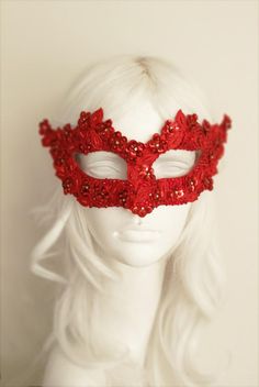 Sequined Red Masquerade Mask With Rhinestones And Embroidery | Etsy Red Eye Mask For Masquerade, Red Venetian Eye Mask, Red Masks And Prosthetics For Mardi Gras Masquerade, Red Party Masks For Mardi Gras, Red Eye Mask For Party, Red Eye Mask For Carnival, Red Eye Masks For Party, Venetian Red Mask For Masquerade, Red Venetian Mask For Masquerade