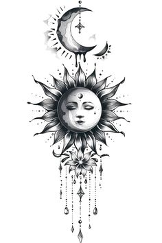 the sun and moon tattoo design