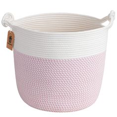 PRICES MAY VARY. Made of cotton rope: The soft baby basket is comfortable. Experience the soft touch that's perfect for everyday home use Size: 15'' × 15'' × 14.2'', the baby basket is perfect for all baby stuff, laundry, blanket and more Stylish & Versatile: From your changing table to your living room, our neutral-toned rope basket is a stylish storage solution that blends seamlessly with any decor Flexible & Portable: The small laundry basket simplifies your daily routine and its knotted hand Pink Laundry Basket, Blanket Storage Nursery, Modern Laundry Basket, Baby Storage Baskets, Blanket Storage Basket, Baby Laundry Basket, Towel Basket, Cotton Rope Basket, Nursery Baskets