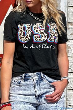 OrcaJump - USA American Flag Bolt Graphic Tee - White Party Edition Star Graphic, American Flag Stars, Hot Picks, Heart Graphic, Land Of The Free, Black Leopard, White Party, Red Star, Casual Tee