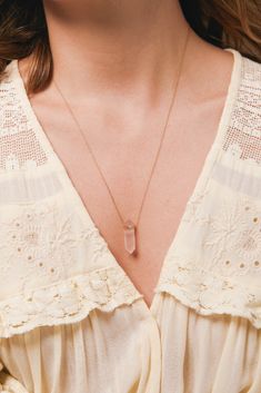 Made in collaboration with Abigail Spencer, The Love Retreat Necklace is made with rose quartz which is recognized as the stone of unconditional love (including self love). This rose quartz pendant will help you focus on loving thoughts, rejuvenation and harmony. A subtle wearable crystal piece to protect your peace…so every day can be your retreat. Rose Gold Rose Quartz Jewelry For Meditation, Pink Spiritual Crystal Necklaces, Healing Rose Quartz Gemstone Necklace, Delicate Pink Rose Quartz Necklace, Spiritual Rose Quartz Gemstone Necklaces, Rose Quartz Gemstone Necklaces For Meditation, Rose Quartz Gemstone Necklace For Meditation, Rose Quartz Healing Necklace, Rose Gold Crystal Necklaces With Rose Quartz Gemstone