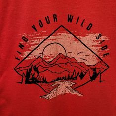 Sonoma Men's Red Nature / Outdoors / Hiking / Mountains Short Sleeve T-Shirt Size : L Tall Nwot - Washed But Never Worn Nature Journaling, Red Nature, Hiking Mountains, Mountain Shirt, Mountain Print, Mountain Hiking, Nature Journal, Printed Shirts, Long Sleeve Shirts