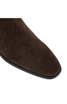 A bold, modern silhouette elevates a stylish Chelsea boot fashioned from creamy suede. Pull-on style with elastic gore insets Leather upper/textile lining/rubber sole Imported Fall High-top Suede Chelsea Boots, Fitted Brown Chelsea Boots With Suede Lining, Brown Slip-on Chelsea Boots With Suede Lining, Suede Chelsea Boots With Rubber Heel Cap, Ankle-high Suede Chelsea Boots With Suede Lining, Brown Chelsea Ankle Boots With Suede Lining, Formal Slip-on Chelsea Boots With Suede Lining, Brown Suede Slip-on Chelsea Boots, Brown Suede-lined Chelsea Ankle Boots