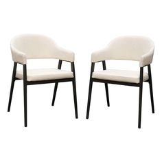 Set of 2 Dining Accent Chairs Upholstered In Cream Fabric Dining Chairs LOOMLAN By Diamond Sofa Cream Dining Chairs, Counter Chair, Powder Coated Metal, Counter Height Chairs, Mid Century Dining Chairs, Counter Chairs, Cream Fabric, Upholstered Arm Chair, Modern Dining Chairs