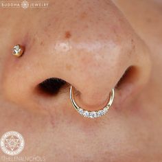 Our 14kt solid gold seamless rings are perfect for nose or ear piercings! Details 18 Gauge and 16 Gauge - 5/16" Gemstone: (1) 1.5mm, (2) 1.3mm, and (2) 1mm round cut Swarovski CZs Available in solid Yellow, White and Rose gold Seam ring Sold as a single Photos by @piercerjohn and @bpyesworld Elegant Hypoallergenic 14k Gold Nose Rings, Elegant Hypoallergenic White Gold Nose Rings, Elegant 14k Gold Hypoallergenic Septum Ring, 14k Rose Gold Nose Rings, Hypoallergenic 14k Gold Septum Ring, Internally Threaded 14k Gold Nose Rings, Minimalist 14k Gold Nose Ring For Wedding, Hypoallergenic 14k Gold Round Piercings, 14k Gold Wedding Nose Rings