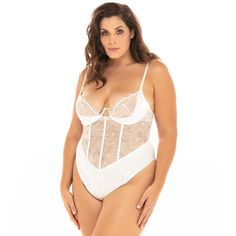 Plus Size Oh La La Cheri Carmella Unlined Lace & Satin Boning Inserts Bodysuit 51-11566X | Kohls Plus Size Satin, Online Lingerie, Satin Lingerie, Lace Body, Stylish Plus, Corset Style, Scalloped Lace, Plus Size Lingerie, Lingerie Collection