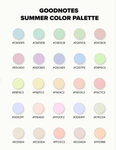 the color palettes for summer colors are shown in shades of pink, blue and green